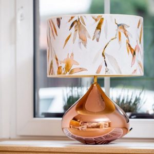 Skleněná stolní lampa Elvey Copper Drop
