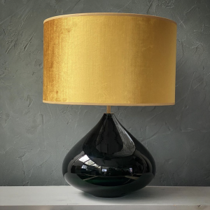 Skleněná stolní lampa Gold Green Drop
